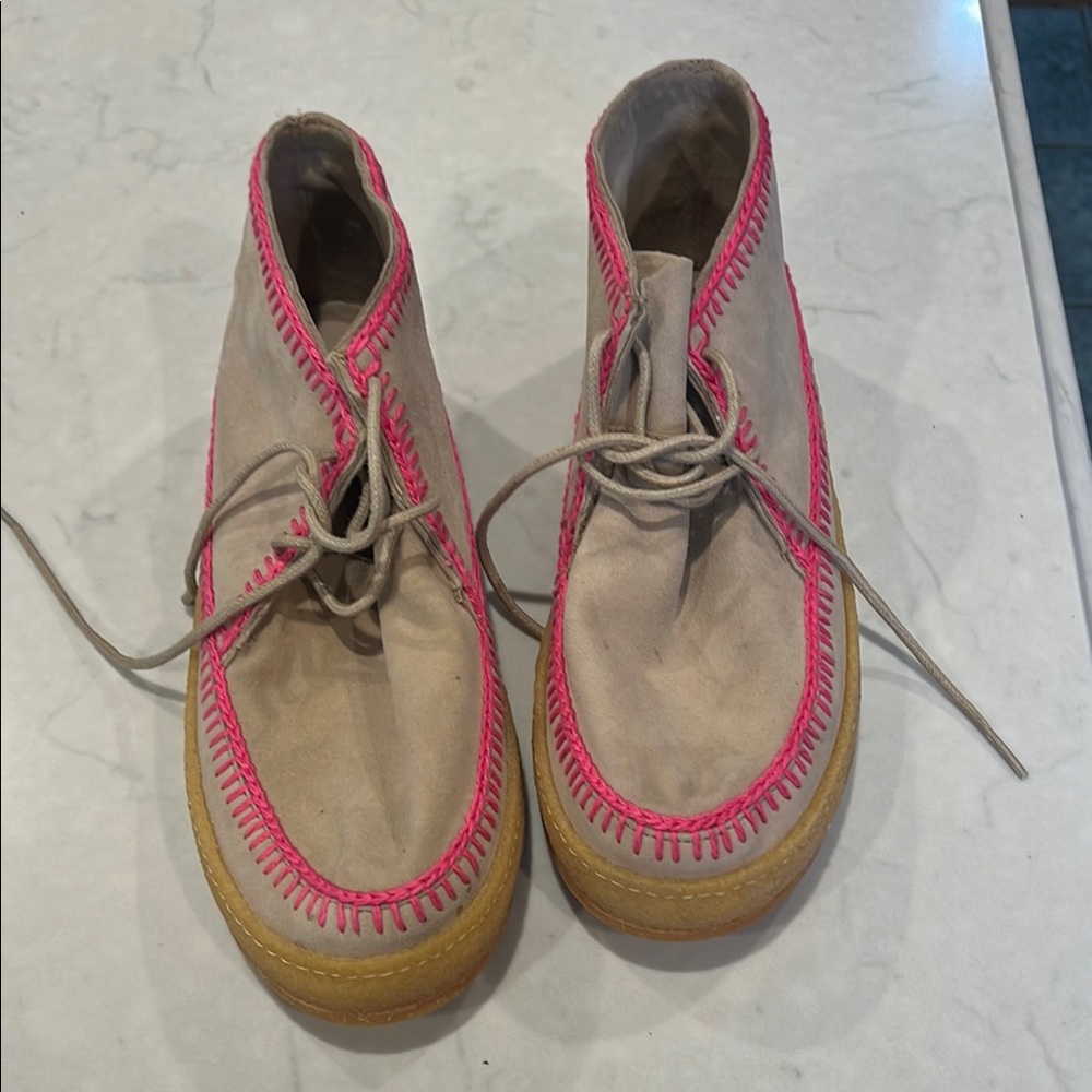 Women's Beige and Pink Ankle Boots